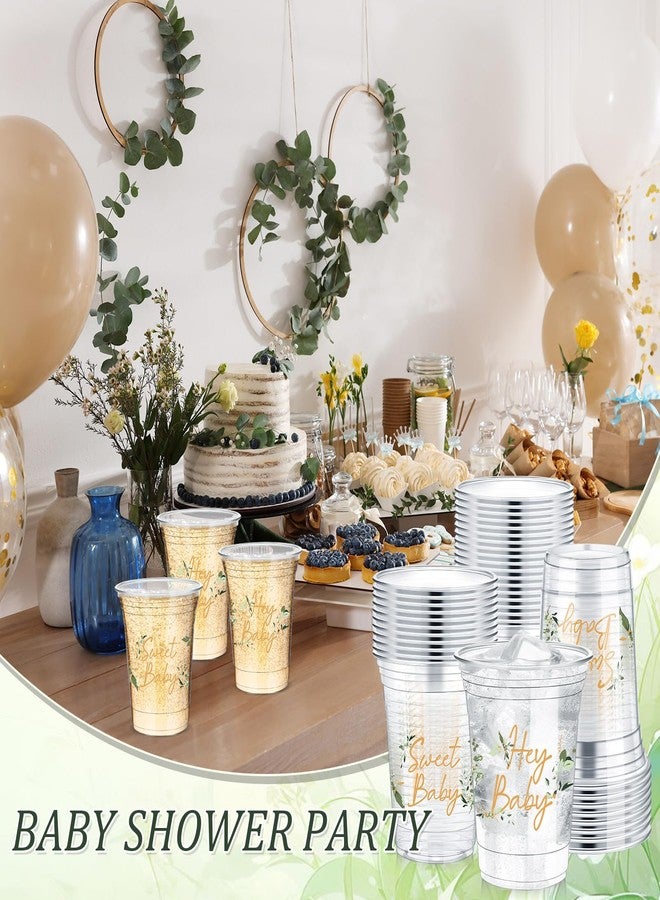 Fuyoooo 48 Pcs Gender Reveal Party Plastic Cup 16 Oz Cups Boy or Girl Thick Clear Cup Gender Reveal Party Supplies Pink and Blue Baby Shower Decorations (Eucalyptus) - Image 5